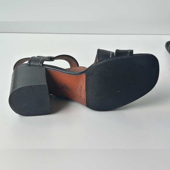 Chloe Candice Topstitch Leather Sandal Size 6 (36.5 EU) Block Heel - Picture 10 of 16